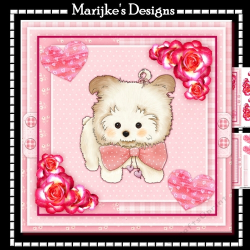 Cute    Puppy In Pink   Hearts & Roses  Mini Kit