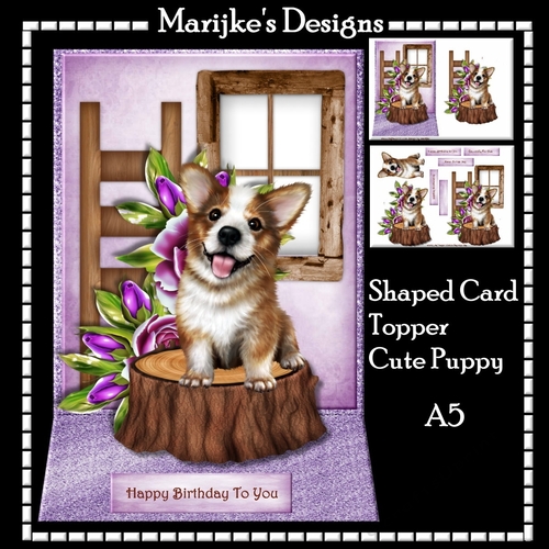 Shaped Card Topper Cute Puppy Mini Kit A5
