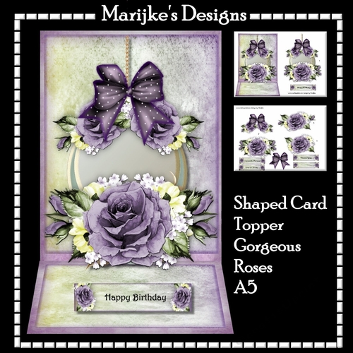 Shaped Card Topper Gorgeous Roses  Mini Kit A5