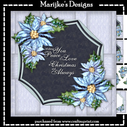 Poinsettias in Blue  Mini Kit