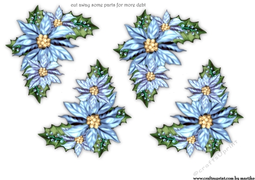 Step By Step Poinsettias in Bleu