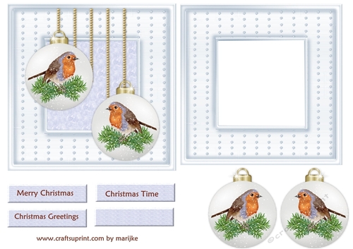 Cute Robin Christmas Bauble Topper & Insert