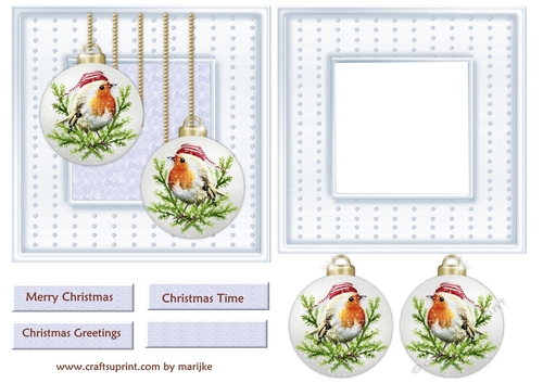 Cute Robin Christmas Bauble Topper & Insert  4