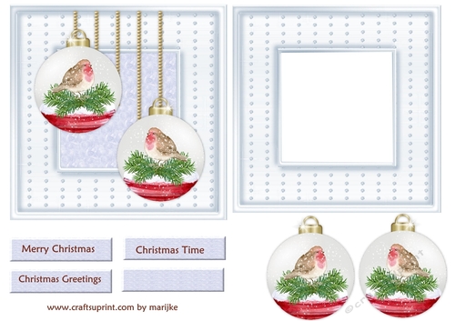 Cute Robin Christmas Bauble Topper & Insert  5