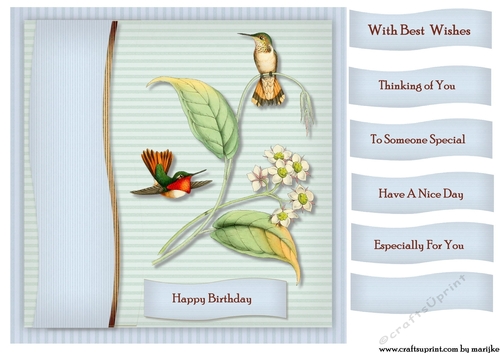 Male Card Antique Hummingbird Topper & Tags 2