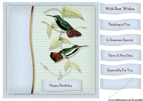 Male Card Antique Hummingbird Topper & Tags 4