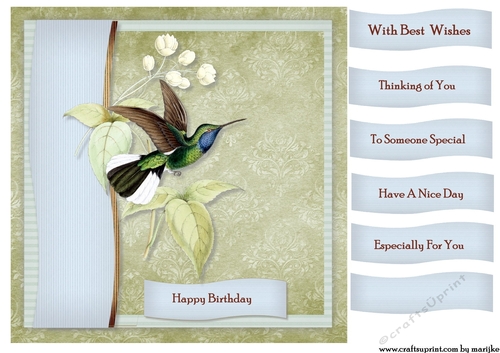 Male Card Antique Hummingbird Topper & Tags 8