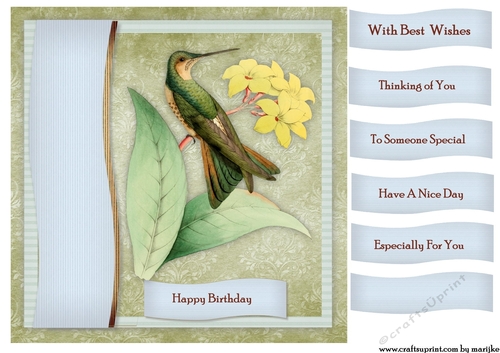 Male Card Antique Hummingbird Topper & Tags  10