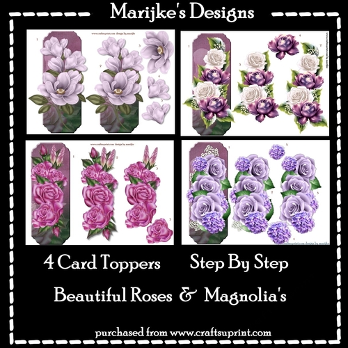 Kit 4 Card Toppers Magnolias & Roses