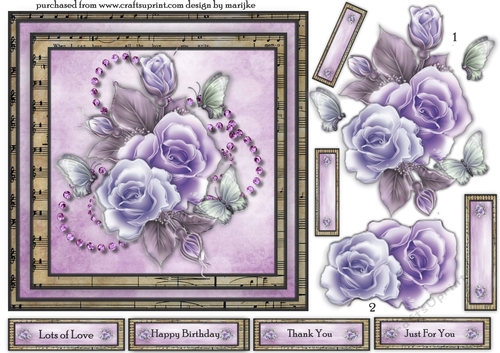 Vintage Lavender Roses Quick Card