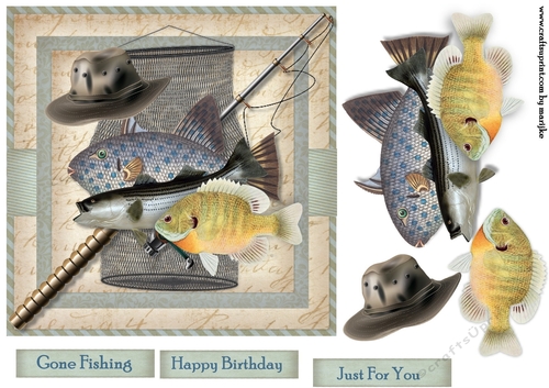 Male Card Gone Fishing