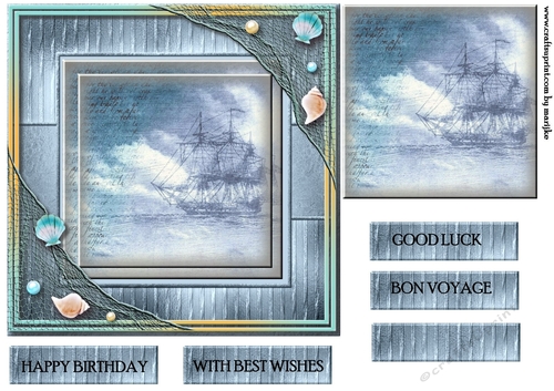 Male Card Topper  Antique Ship