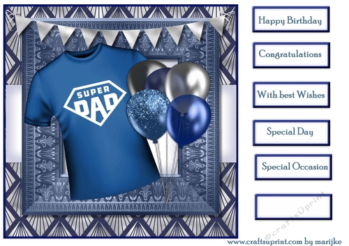 Male Card  Birthday Balloons  Super DAD
