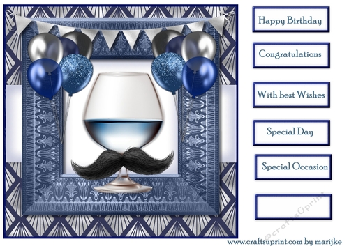 Male Card  Birthday Balloons  & Wine 