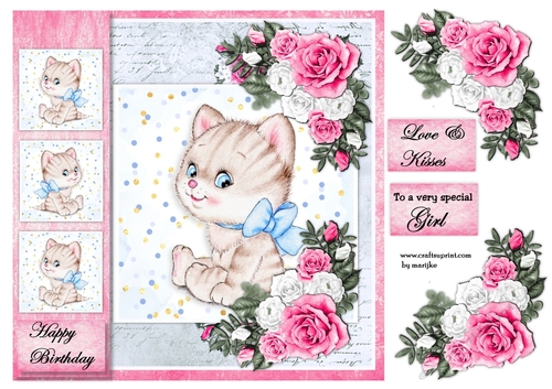 Topper Cute Kitten Birthday Girl