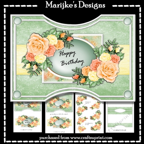Shaped Card Yellow Roses Mini Kit A5