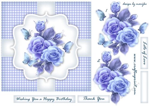Pretty Roses In Blue Quick Card
