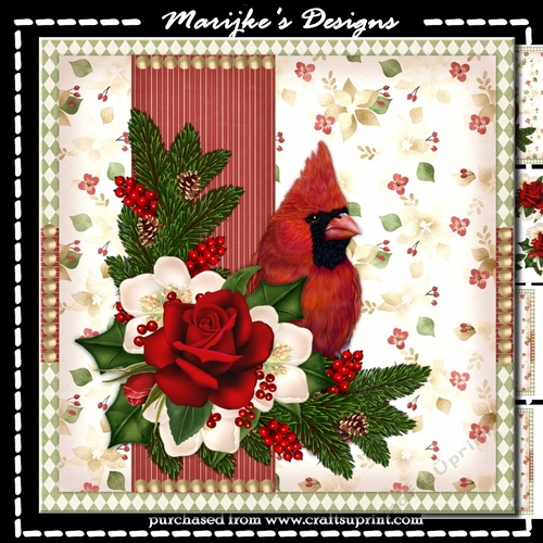 Christmas Bird & Roses