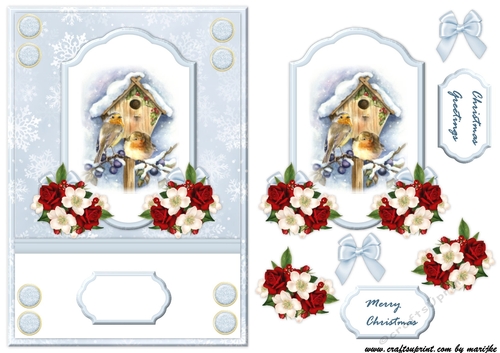 Beautiful  Christmas  Snowy Birdhouse A5 
