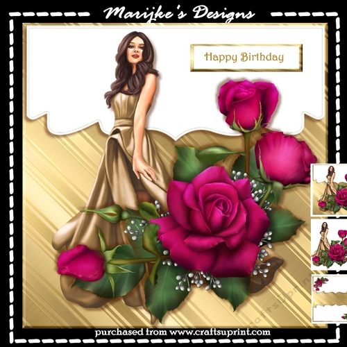 Envelop Card Lady & Roses Mini Kit