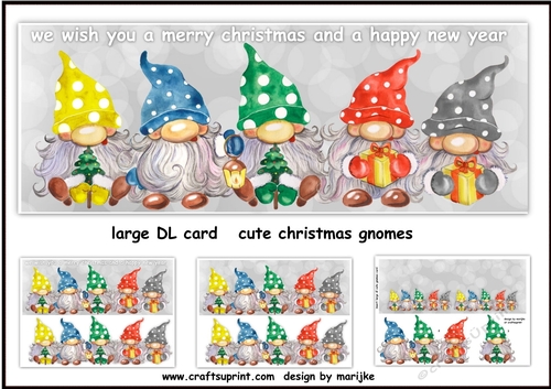 Large DL card Cute Christmas Gnomes Mini Kit