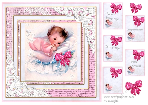 Vintage Baby  Girl  Topper & Tags