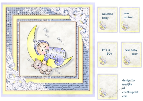 Vintage Baby Boy Topper & Tags