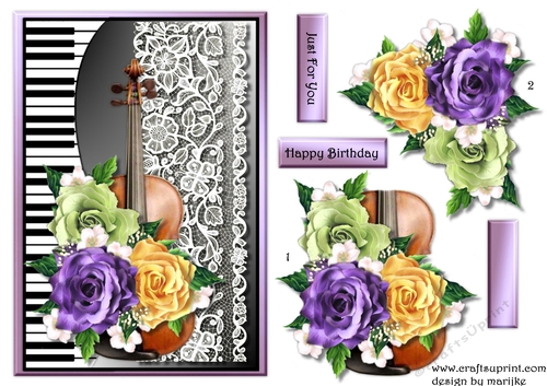 Spring Flowers & Music Quick card A5