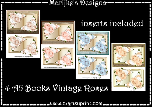 Kit 4 Beautiful Books Vintage Roses