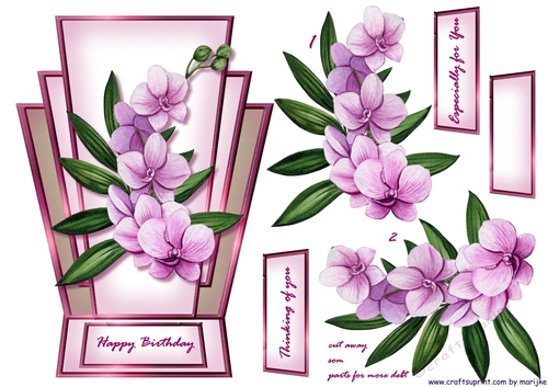 Shaped card Topper Big Orchids