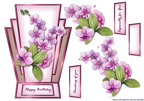 Shaped card Topper Big Orchids 2