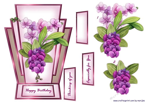 Shaped card Topper Big Orchids 4