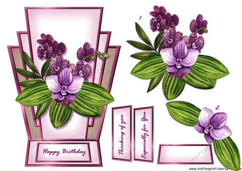Shaped card Topper Big Orchids 5