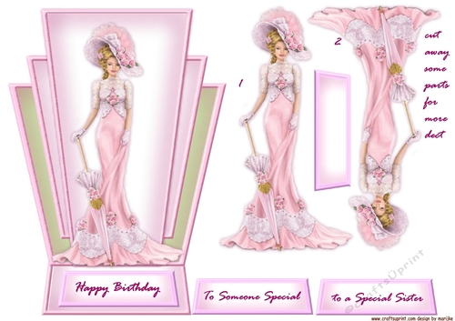 Shaped Card Topper  Elegant Lady 1