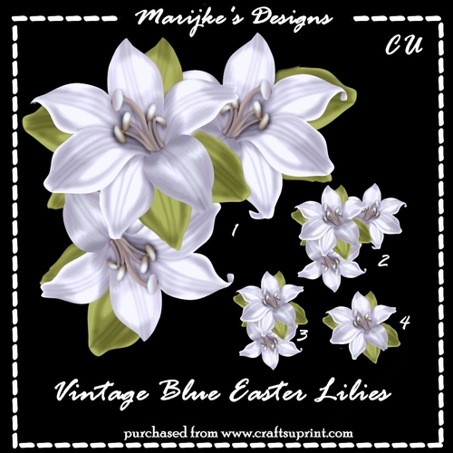 CU   Designer Resources Easter Lilies Vintage Blue