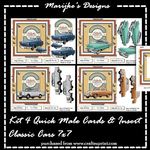 Kit 4 Male Cards Classic Cars