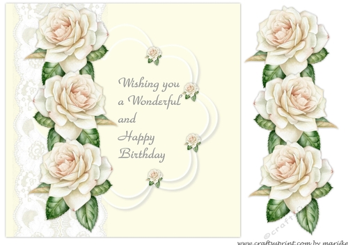 Quick Card Vintage  Cream  Roses