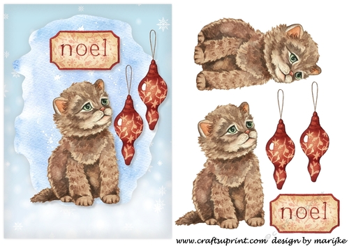 Christmas Kitten  Noel  Quick Card 