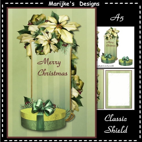 A5 Classic Christmas  Shield  Poinsettias Mini Kit