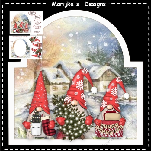 Shaped card Christmas gnomies