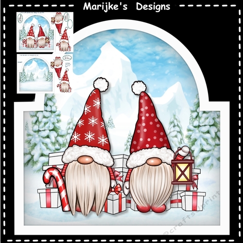 Shaped Card Santa Gnomies Mini Kit