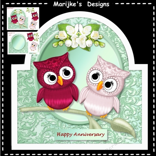 Shaped Card Cute Owl Couple Mini Kit