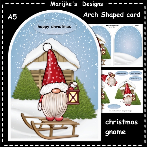 Arch Shaped Card  Christmas Gnome
