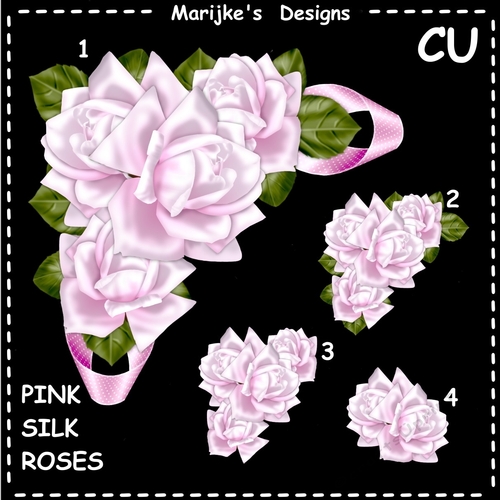 CU Pink Silk Roses Vignette