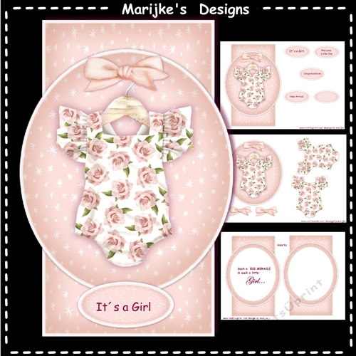 Shaped Card Topper New Baby Girl