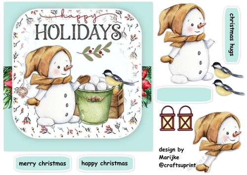 Cute  Snow Friends  7x7 