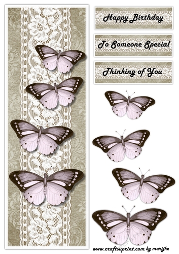 Large DL Card Vintage Butterflies 5