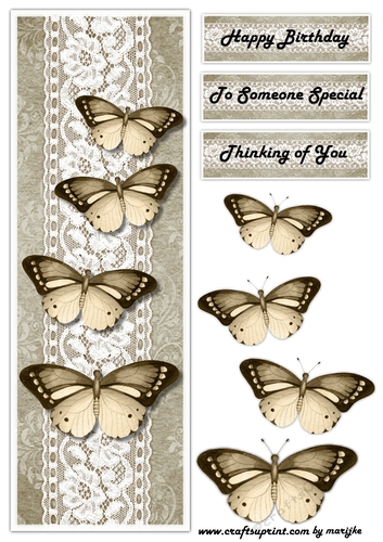Large DL Card Vintage Butterflies 4