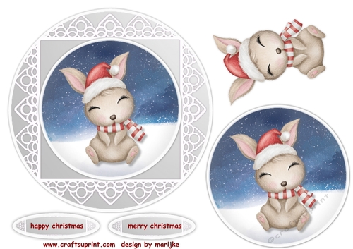 Round Topper Christmas Bunny