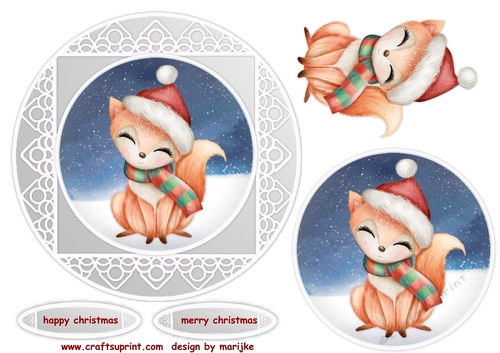 Round Topper Christmas Fox